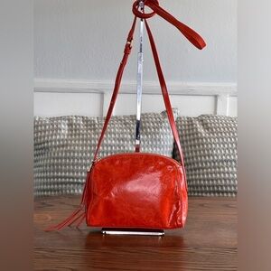Hobo 2 Zipped Compartments Small Crossbody Bag Orange Leather